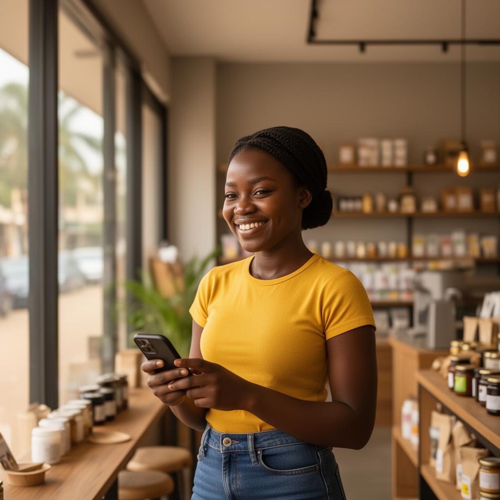 A young Accra entrepreneur in her shop